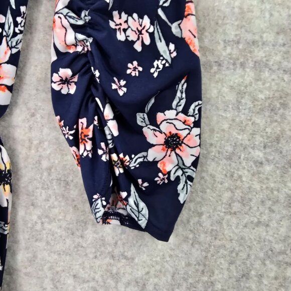 Maurices Floral Print Wrap-Style Navy Romper Medium - Picture 5 of 7